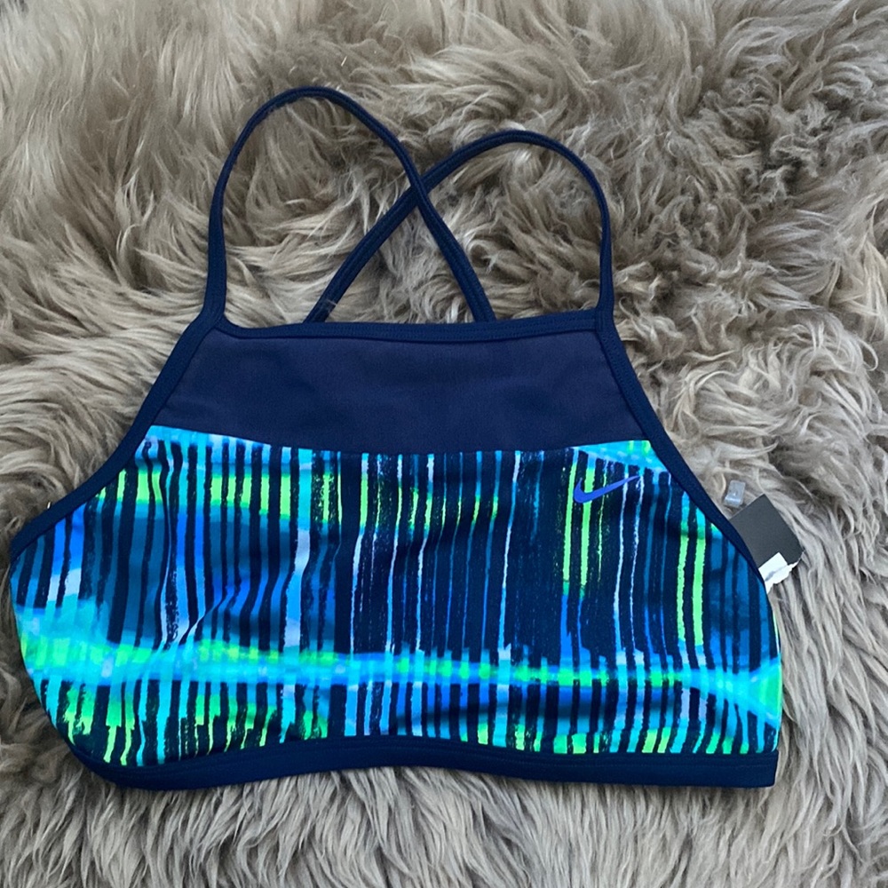 Nike Blue Sports Bra Size M Bathing Suit Swim Suit Top